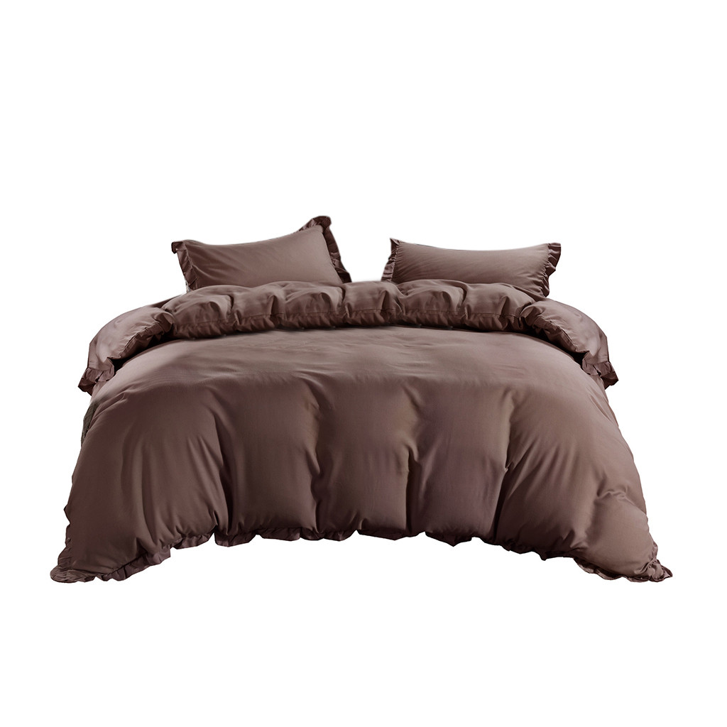 

High Quality New Polyester Quilt Cover Multiple Colors Gift Soft Feel Bedding 3 Pcs Home & Garden Wholesale & Drop Shipping, Coffee