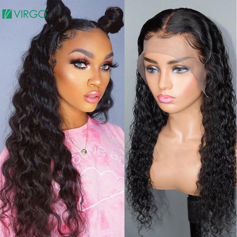 

Virgo Hair Brazilian Water Wave 360 Lace Frontal Wig Pre Plucked with Baby Hair Glueless Lace Human Wigs Remy, As pic