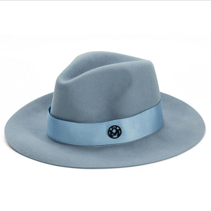 

Fashion- wool feodra hat winter womens M letter wool Jazz fedoras pink hat for women large brim cowboy panama fedoras D18103006, Us5