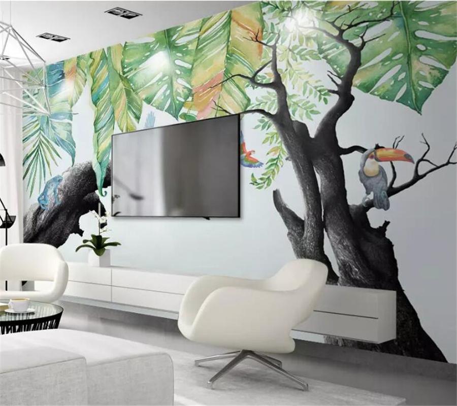 

Custom Photo Wallpaper 3d Murals Tropical Rainforest Plant Dry Tree restaurant Background Wall paper papel de parede wallpaper, As pic