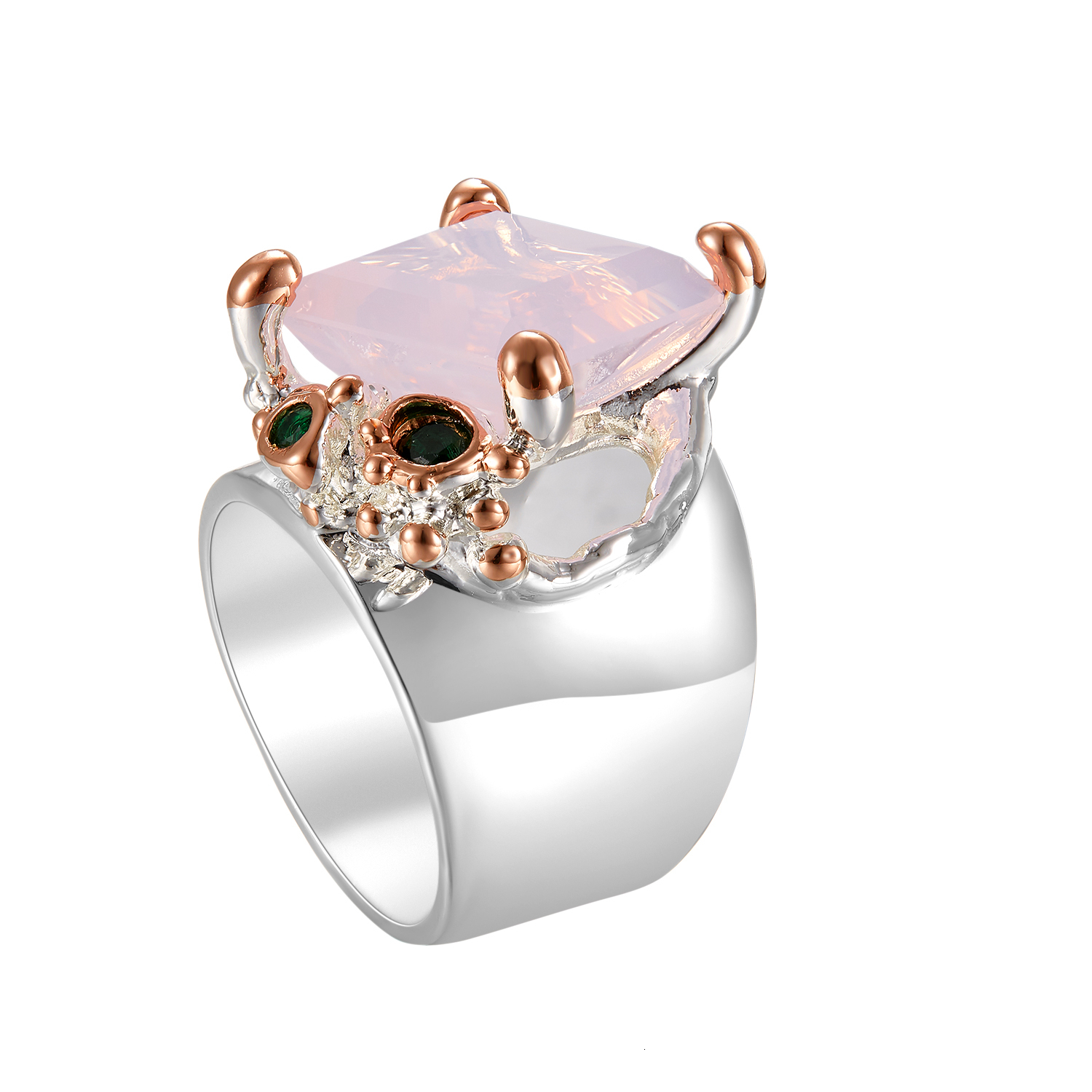 

Large Rectangle Pink Zirconia Ring Silver-Color Jewellery Beautiful Big Rings for Women Latest Fashion