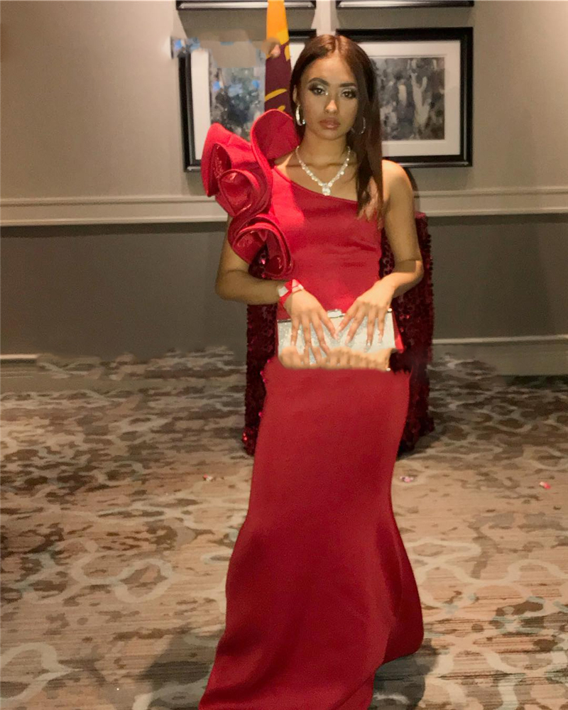 

Glamorous Mermaid African Prom Dresses New Sexy One Shoulder Red Vestido De Festa Black Girls Formal Evening Gala Gowns, Blue