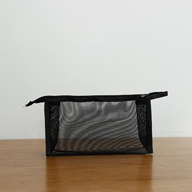 

Women Nylon Toothbrush Portable Washing Mesh Pouch Transparent Organizer Case Cosmetic Storage Travel Makeup Bag, As pic