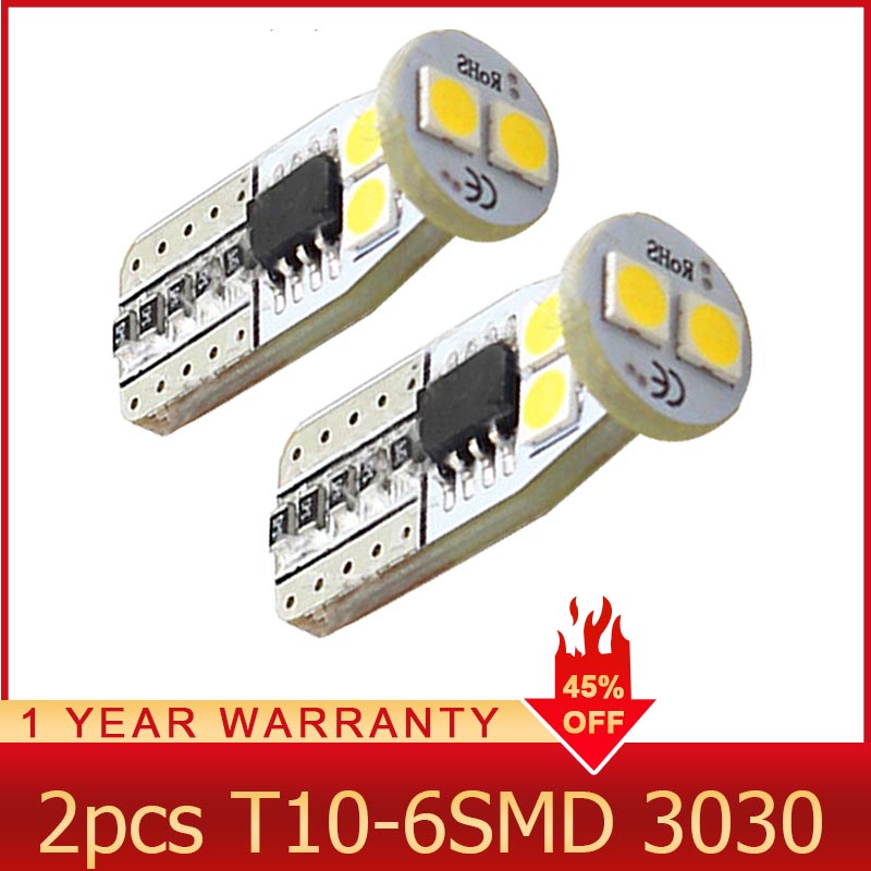 

ROADOT 2x Amber Yellow T10 6SMD 3030 LED Bulb Side Marker Corner Lights Map Bulbs Parking Lights 12V W5W 194 Auto Wedge Lamp, As pic