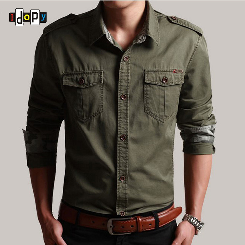 camisa estilo militar hombre