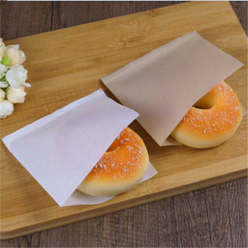 

100pcs 12x12cm Biscuits Doughnut Paper Bags Oilproof Bread Craft Bakery Packing Kraft Sandwich Donut Bread Bag