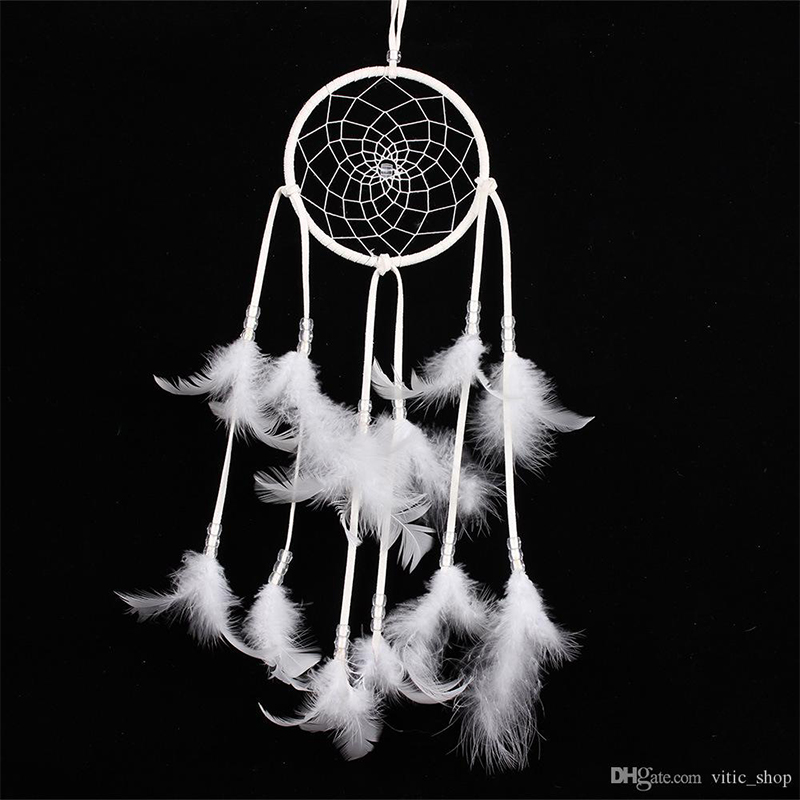 

White Dream Catcher Hanging Art Feather Ornaments for Bedroom Girls Kids Room Wall Art Wedding Decorations 122115