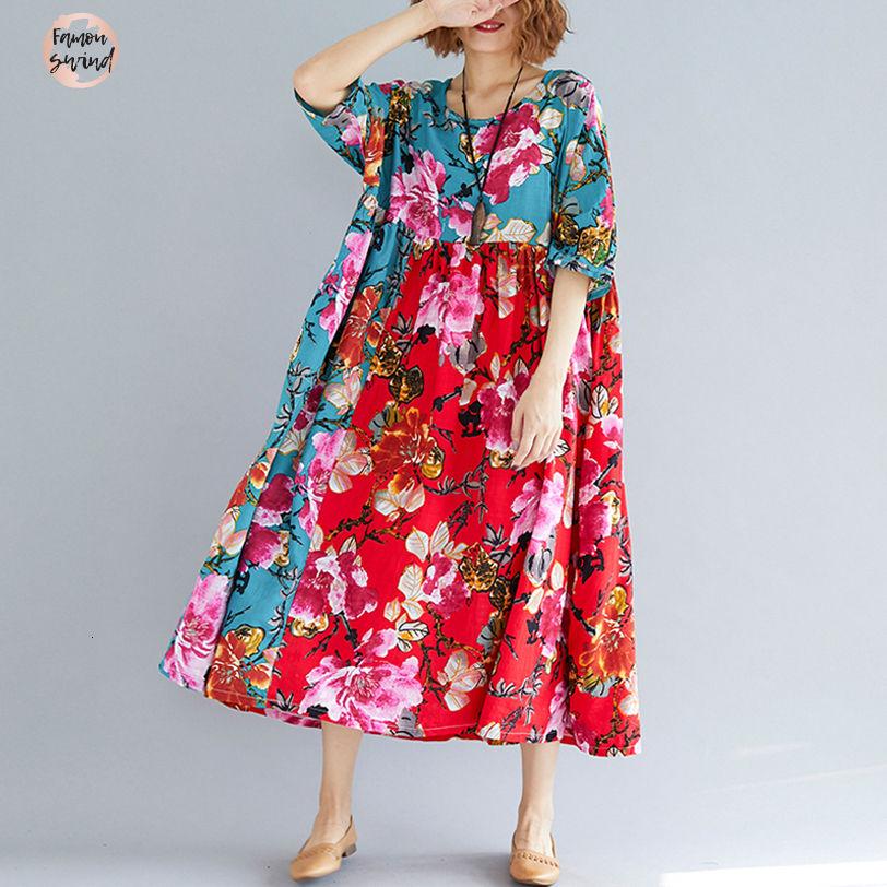 Abito Lungo da Donna Eleganti Casual Girocollo Tascabile Ampio Tinta Unita Sciolto Moda Invernale