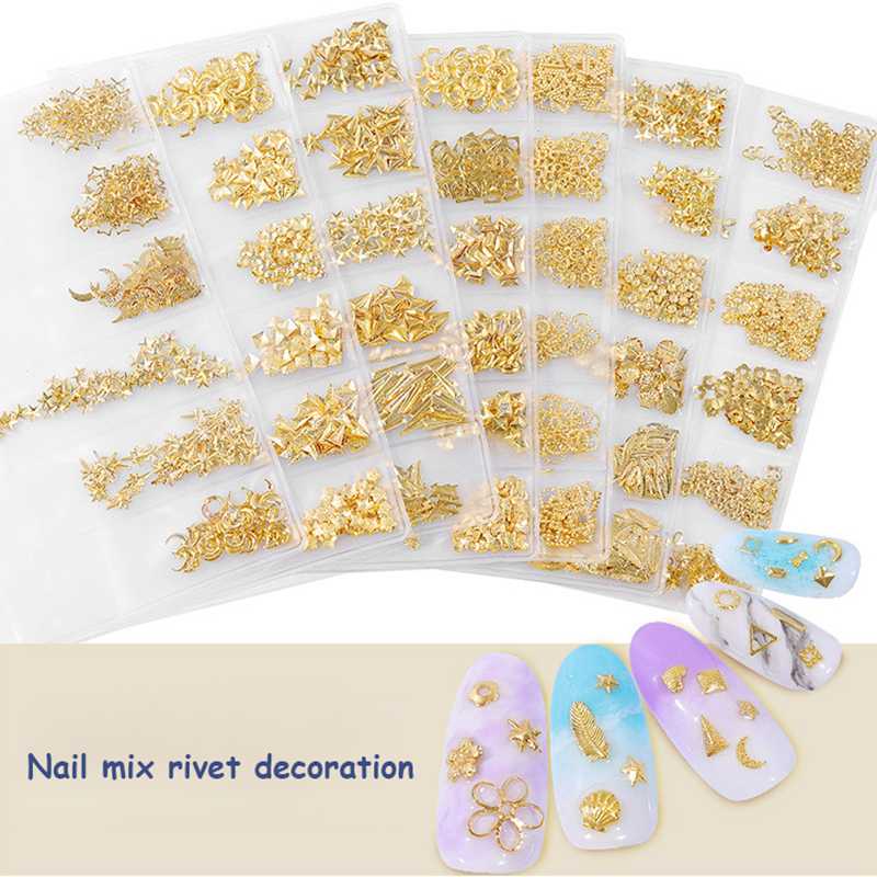 

3D Gold Silver Nail Charms Metal Rivets Studs Rhinestones Pearl Nail Jewelry DIY Art Decorations Accessoires