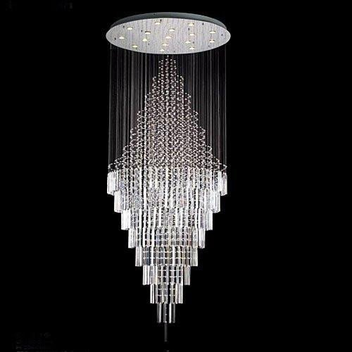 

Modern Contemporary Crystal Chandelier Rain Drop Chandeliers H 100" D 40" Stair Lighting for Foyer Hallway Warm/Cool White