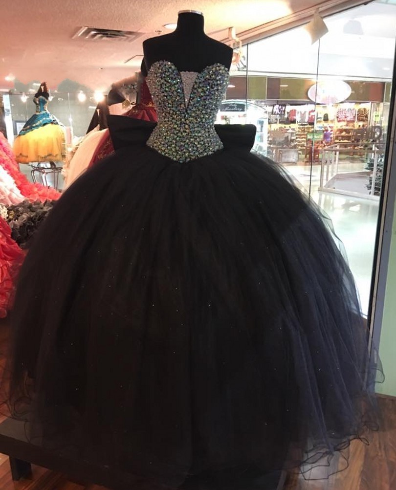 

2022 Sexy Black Crystal Top Quinceanera Prom dresses Sweetheart Real Photo Tulle Proofy for Women Girls Mexican Charro XV Vestido De Party Formal Sweet 16 Dress, Orange