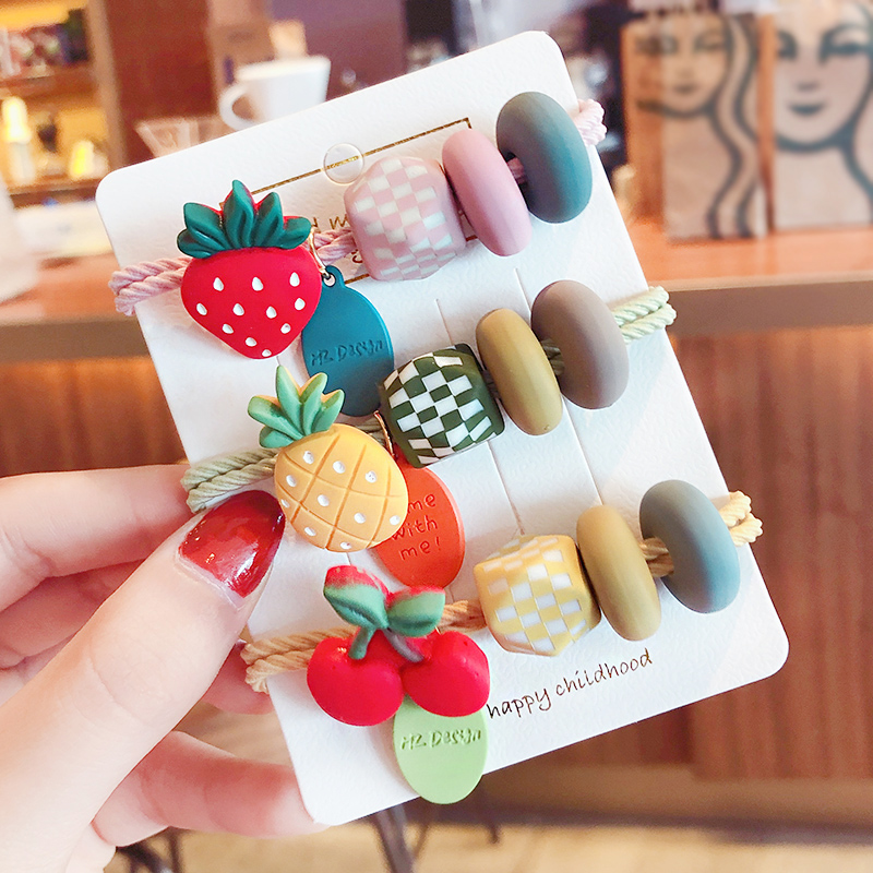 

New Children Cute Candy Fresh Fruit Elastic Hair Bands Girls Lovely Ponytail Holder Srunchies Rubber Bands Kids Hair Accessories, Pineapple