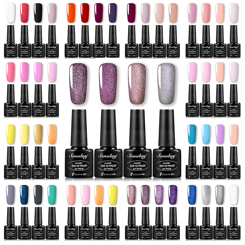 

SENALAY Gel Polish Kit Nail 4PCS/6PCS Semi Permanent Soak Off UV Gel Top Coat Nail Accessorie Poly Art Hybrid Varnishes