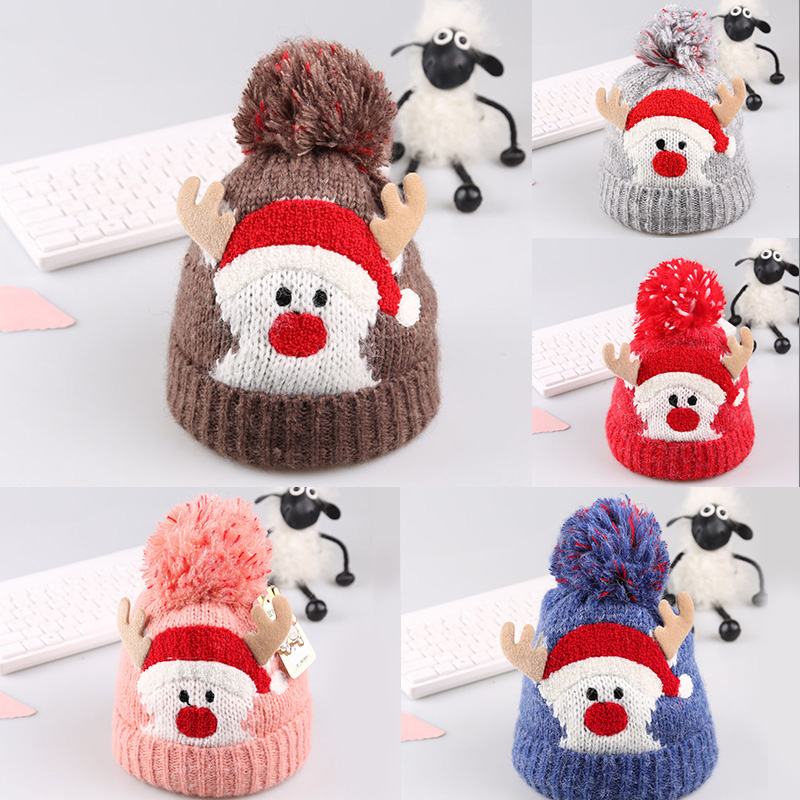 

3pcs/lot Fancy warm winter baby Xmas Hat Christmas Party Santa Hat with Santa Claus Reindeer Snowman Christmas supplies