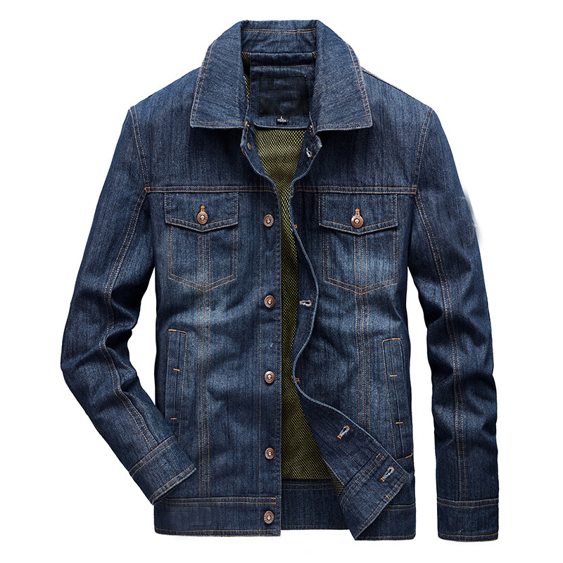

2019 fashion men denim jacket long sleeves single breasted turn down collar autumn jeans coat casual leisure blouse plus size -5XL, Black