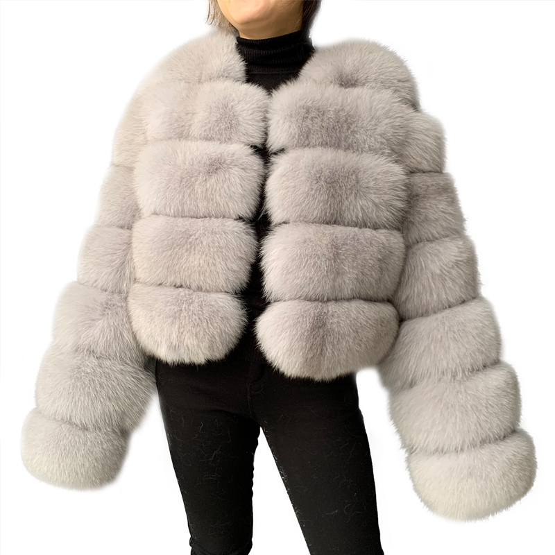 

Real Fur Coat Long Sleeves High Quality Natural Fur Coat Women Warm Thick Winter, Khaki