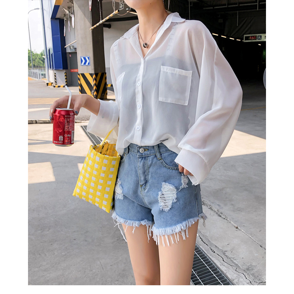 

Womens Designer Casual Sunscreen Clothing Long Sleeve Womens Mid-length Fashion Harajuku Style Loose Coat Shirt casula outer blouse, White