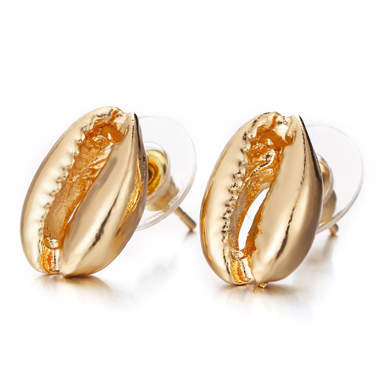 

New Fashion Summer Style Silver Gold Plated Shell Stud Earrings For Women Chic Handmade Statement Earring Beach Gifts HZ