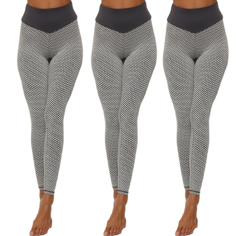 

Women High Waist Gym Push Up Butt Lift Fitness Leggings Lady Casual Honeycomb Jacquard Knitted Seamless Workout Sports Leggings, As pic