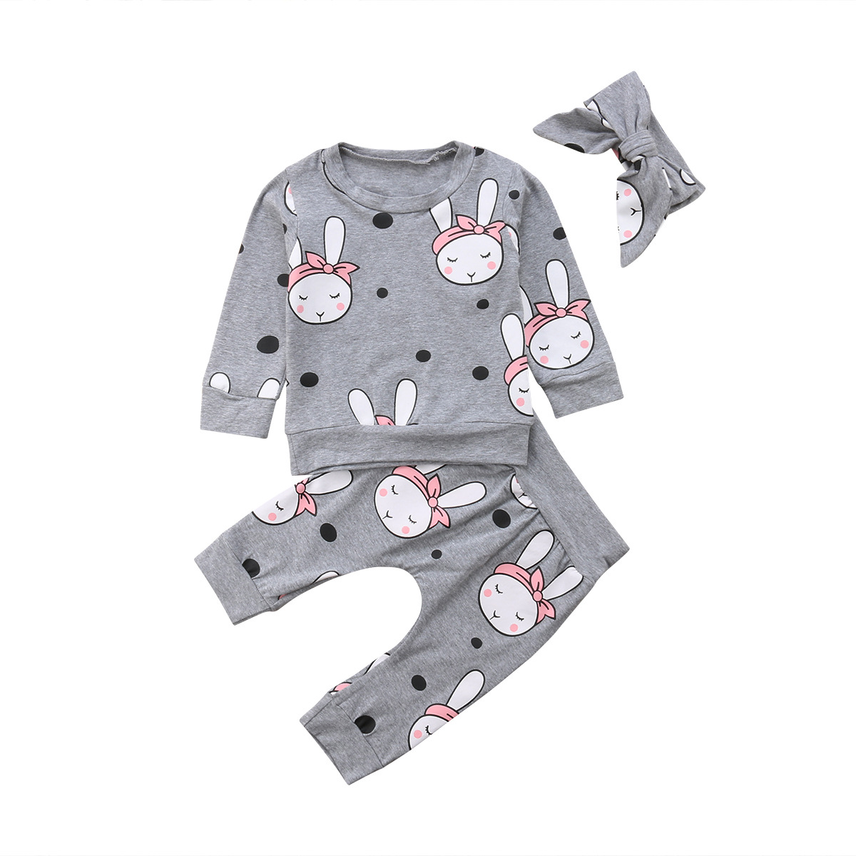 

0-2 Year Old Boys and Girls Bunny Set Pink Bunny Set Grey Bunny Set 3 Pieces, Gray