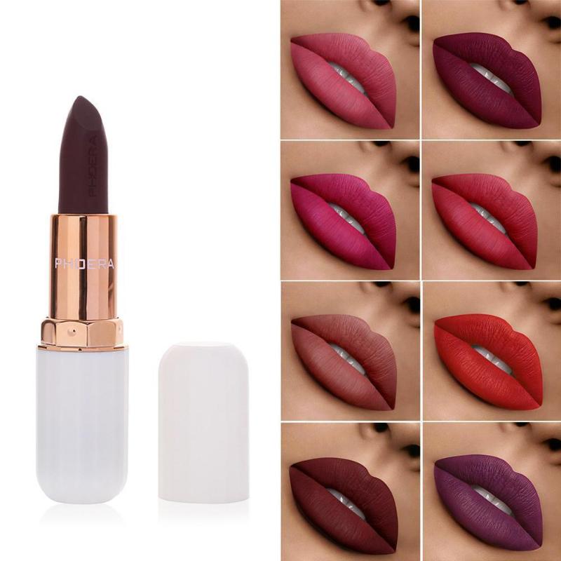 

12 Colors Absolute Matte Velvet Lipstick Tubes Waterproof Nude Pigment Lasting Moisturizing Sexy Long Purple Makeup Lipstic G9Y9, 111