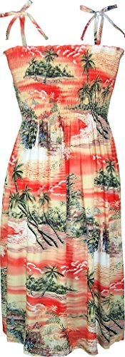 

RJC Women's Tranquil Beach Hawaiian Smocked Sundress, Orange