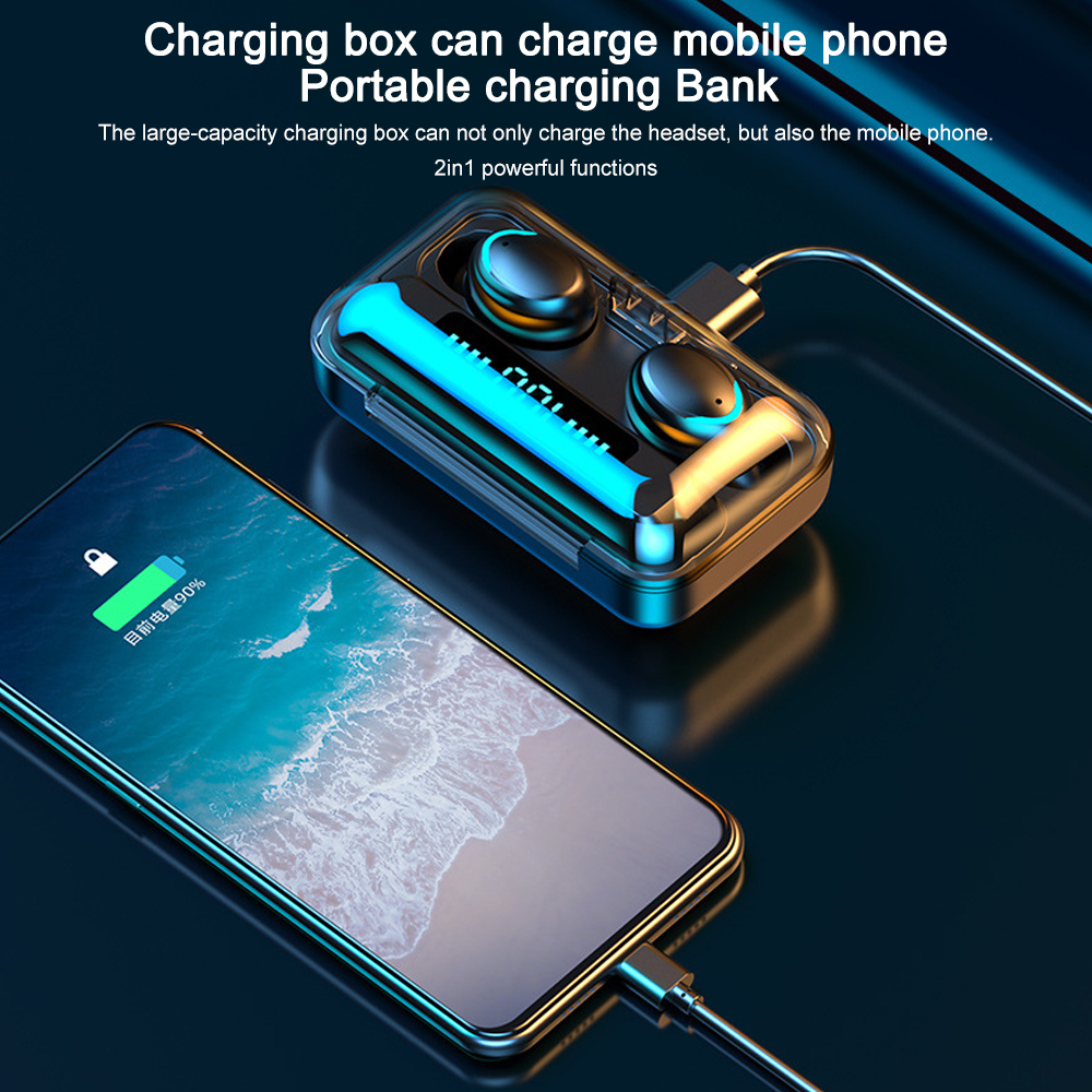 

F9-5 TWS Wireless Bluetooth Earphone 5.0 Touch Earphones 9D Stereo Sport Music Waterproof LED Display Airbuds Headset With Mic