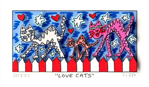 

James Rizzi - LOVE CATS Home Decor Handpainted Oil Painting On Canvas Wall Art Canvas Pictures 191221