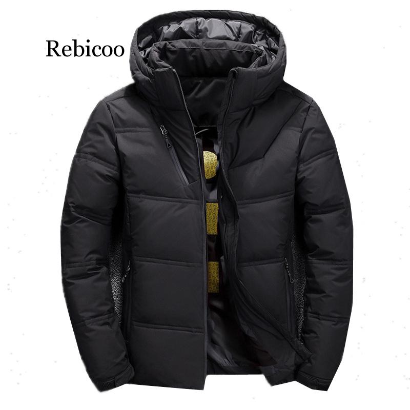 

2019 Winter Down Parkas Mens Quality Thermal Thick Parka Male Warm Outwear Fashion White Duck Down Jacket Men Coats, Black
