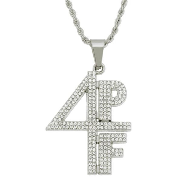 

Gold Silver Plated 4PF Pendant Necklace Iced Out Lab Diamond Letter Number DJ Rapper Jewelry Street Style Chain WY076