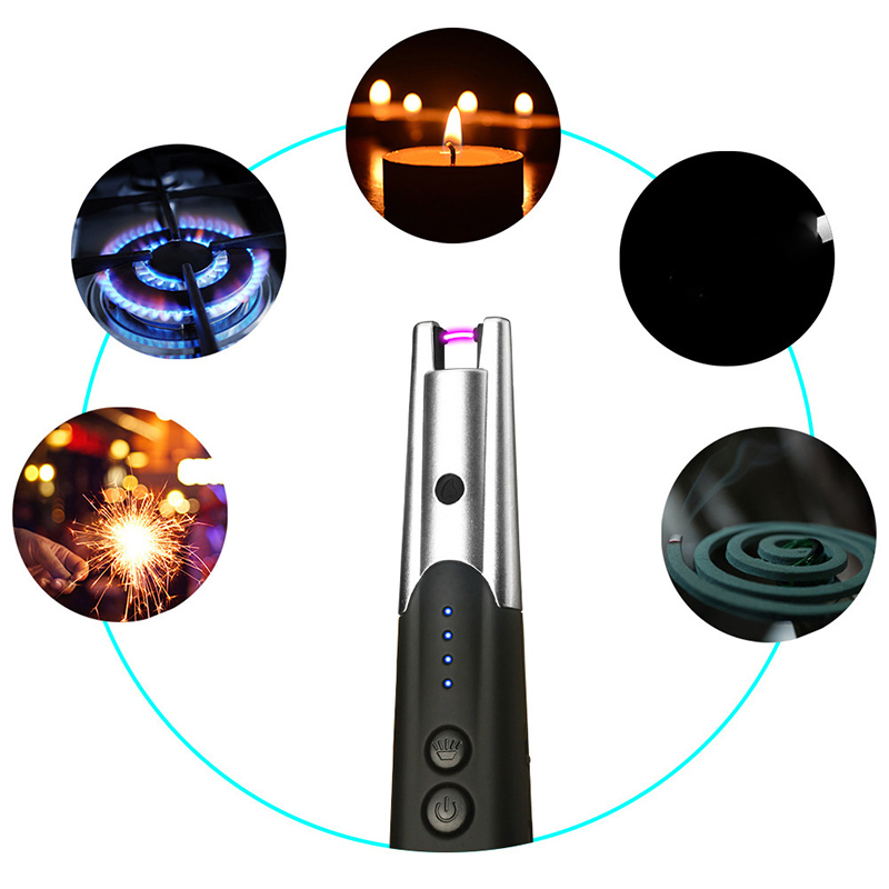 

Candle Lighter Metal Cigarette Lighters USB Charging Windproof Portable Electric Arc Lighter Gift Long Neck Ignition Tool For Kitchen
