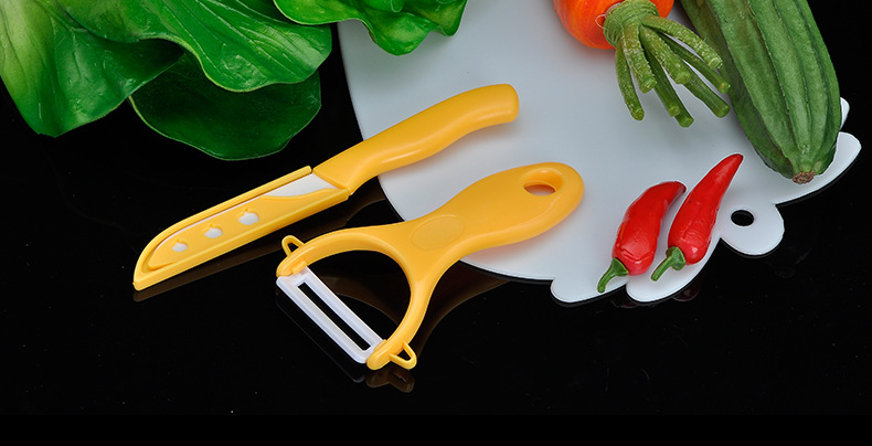 

Ceramic set two-piece kitchen chef knife healthy baby food supplement sharp ceramic set fruit melon planing color factory direct