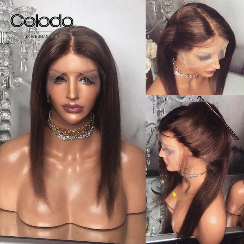 

COLODO Pink Lace Front Wig Glueless Ombre Full Lace Human Hair Wig Pre Plucked Glueless Straight Transparent Wigs for Women