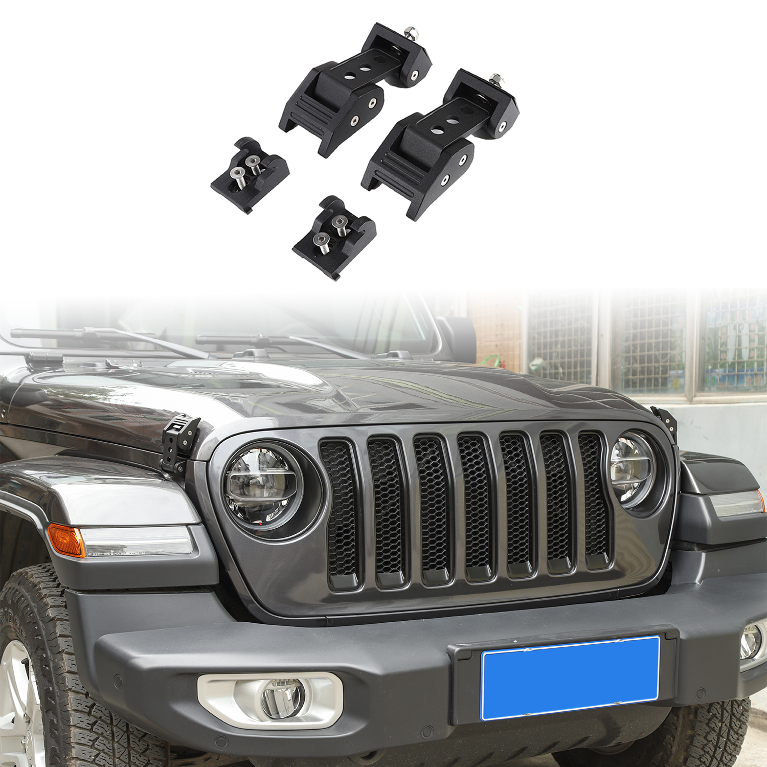 

Steel Engine Hood Latches Black Hood Latch Lock Decoration Cover For Jeep Wrangler JL 2018+ Car Hood Accessories