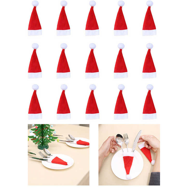 

Christmas Decorative Tableware Fork Set Christmas Hat Storage Tool #2o29