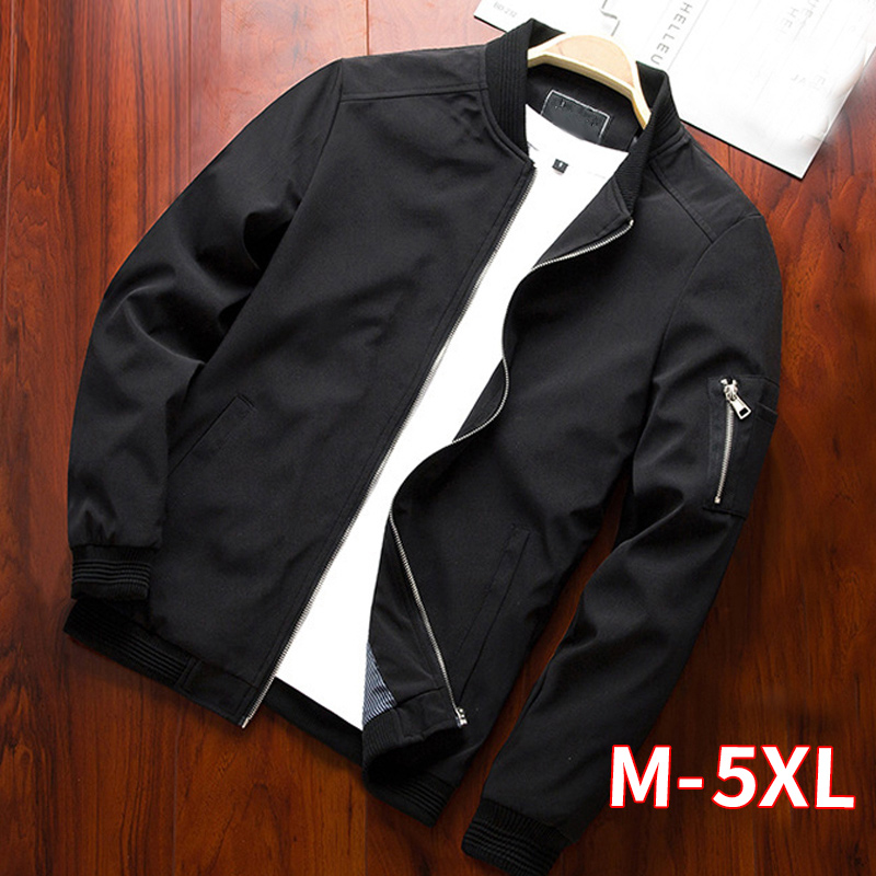 Hommes noirs veste veste mince vestes de baseball à manches longues à manches longues veste veste de vent de vent
