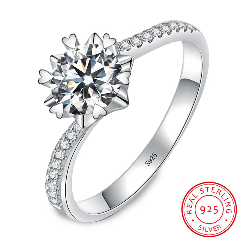 

Original Solid 925 Silver 6.5mm SONA Diamant Wedding Ring Elegant Women Twist Snow Flower Engagement Ring Jewelry Gift XR281