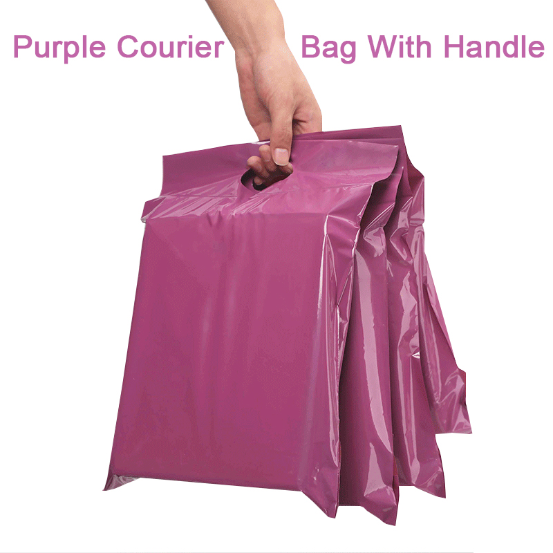 

10pcs Purple Tote Bag Express Bag with handle Courier Self-Seal Adhesive Thick Waterproof Plastic Poly Envelope Mailing Bags