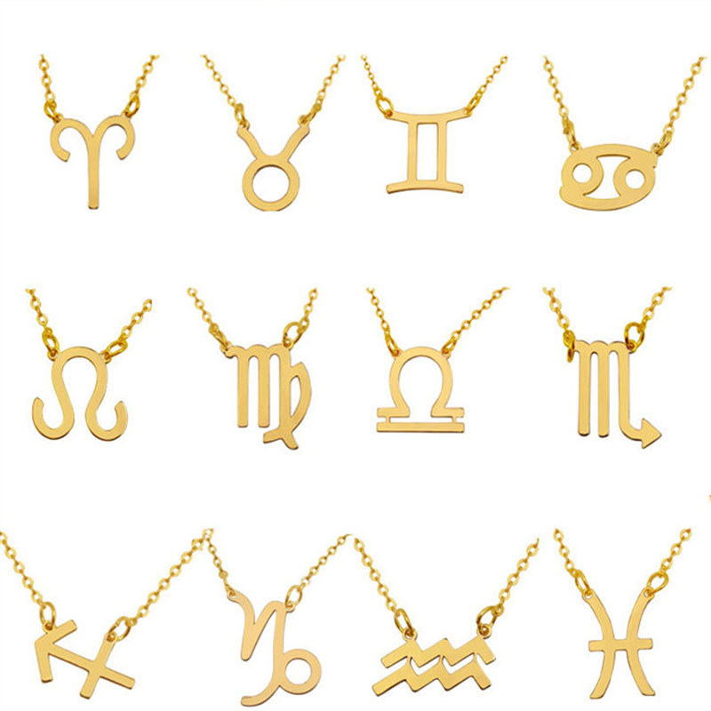 

12 zodiac Necklaces constellation sign Pendant Gold Silver chains Necklace For Men Women Fashion Jewelry Free Shipping