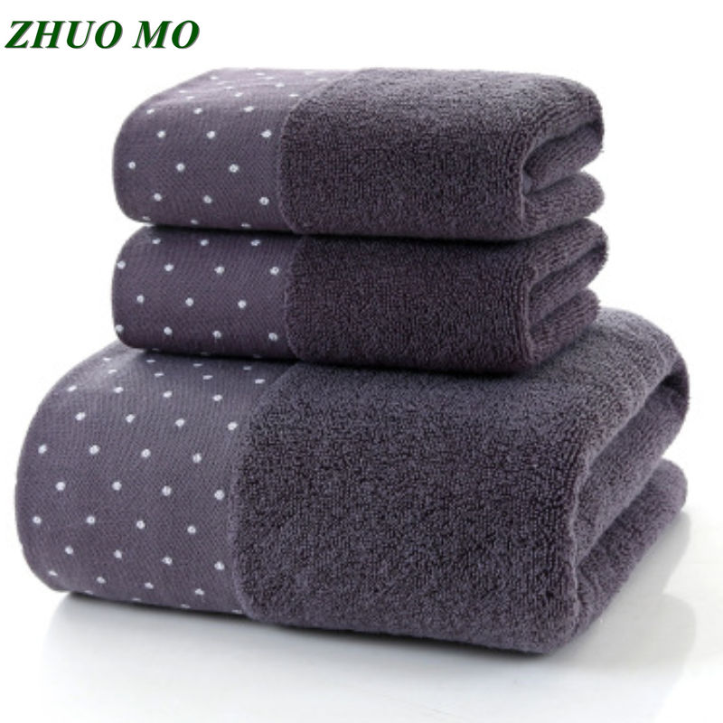 

3pcs/Set 100% Cotton Bath towel Bathroom accessories home Absorbent 70x140cm Beach Towel 35x75cm Face Towels for Adults, Light khaki