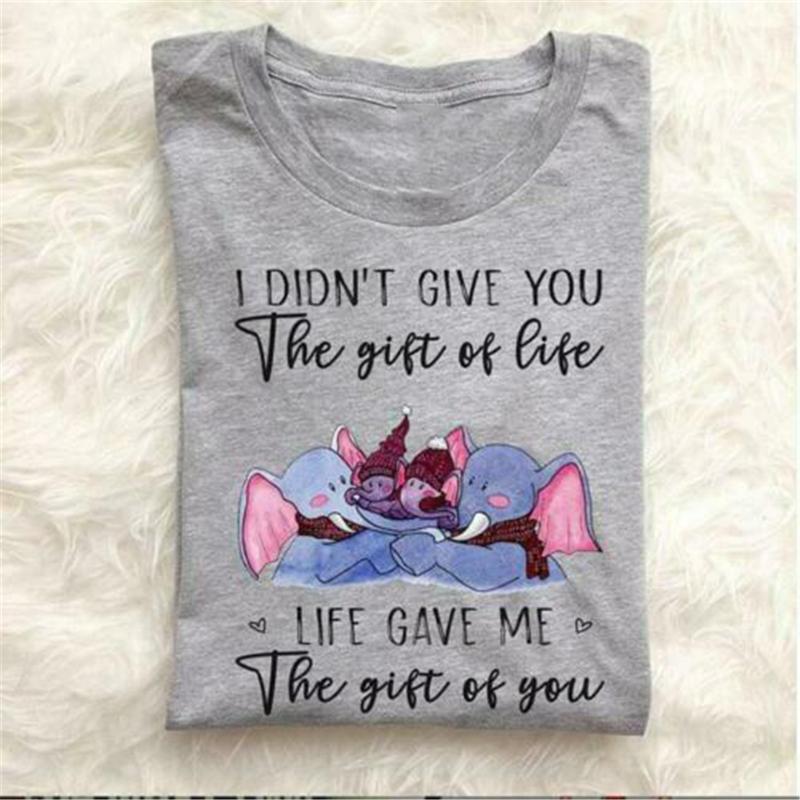 

Elephants Life Gave Me The Gift Of You Men -3XL Cotton Made in US Tops Tee Shirt Streetwear Casual, Women white