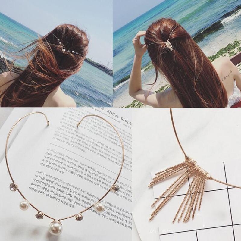 

Haimeikang Gold Headbands for Women Crystal Alloy Hair Belts Back Holder Headwear Girls Beautiful Hairband Hair Accessories