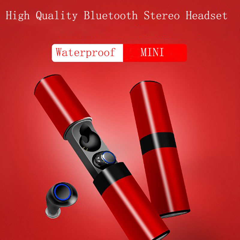 

Smart Bluetooth earphone Biaural Stereo Surround Sound Denoise Waterproof HD call Charging Box Biaural Separation Design sport music headset