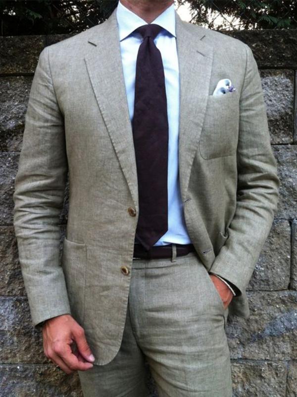 

ANNIEBRITNEY Grey 2 Piece Slim Fit Men Business Suit Tailor Made Groom Wedding Tuxedo 2 Piece Prom Wedding Business Men Suit Set