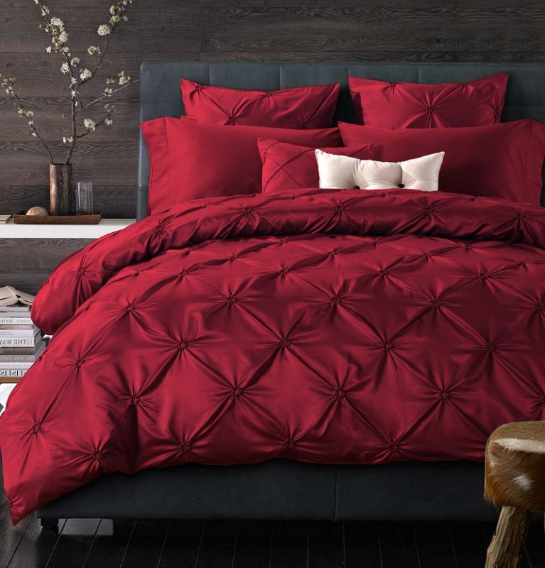

4/6 Pcs Silk Cotton Bohemia Bedding Sets King/Queen Size Wedding Bed cover Bed Sheet Comforter Cover /Pillow Sham, Red