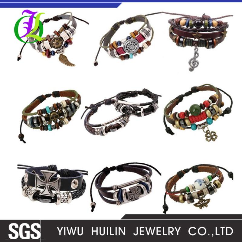 

JTHY005 Yiwu Huilin Jewelry Multi-layer beads of beaded cat eye stone riveted music symbol accessories hand-woven punk bracelet