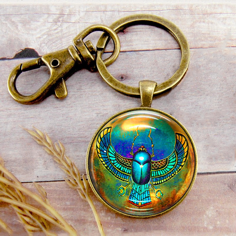 

Retro Egyptian Scarab Key Ring Key Chain Buckle Pendant Birthday Festival Anniversary Gift Jewelry Accessories