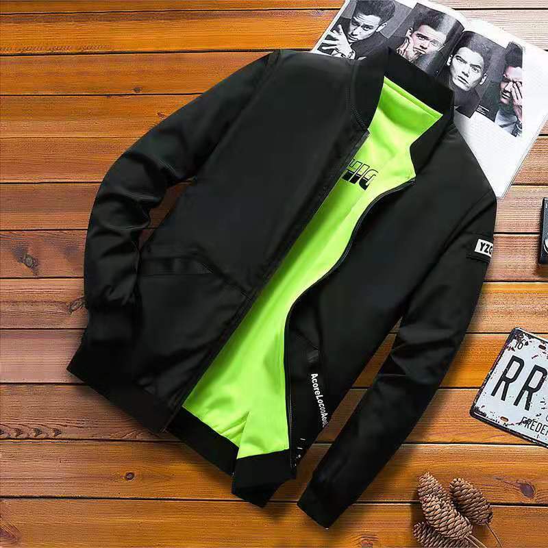 

2020 men's spring and autumn can wear a jacket on both sides thin section Korean casual jacket men's baseball uniform handsome, 02