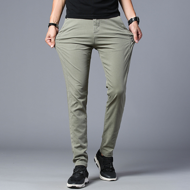 

Fashion Business Solid 9 color Pants Male Trousers 2020 New Casual Men Pants Cotton Slim Pant Straight Trousers Khaki Black, 621 black