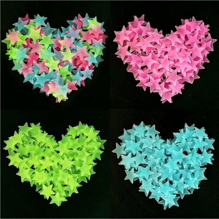 

Kids Bedroom Fluorescent Glow In The Dark Stars Wall Stickers Luminous sticker color 100pcs/pack wholesale price